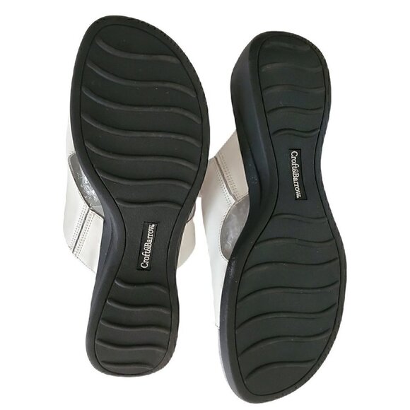 CROFT & Barrow White Leather Slip on Sandals Shoes - Picture 5 of 6